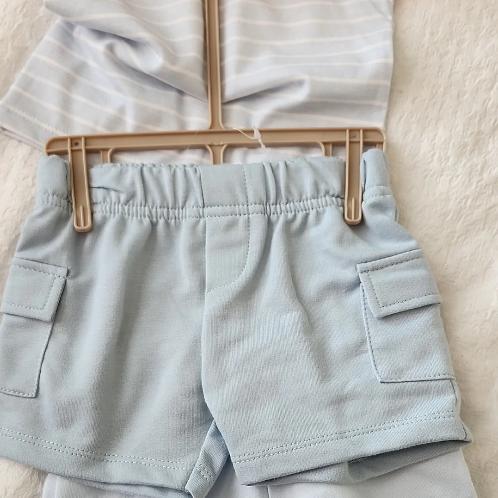 Kids Shark Print Matching 4Pc Set - Peach and Light Blue - Picture 4 of 4